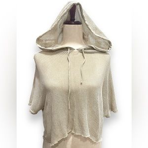 GRUNGE Mesh Hooded Crop Top, tan/cream, dolman short sleeve punk glam whimsygoth
